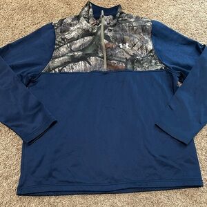 Under Armour ColdGear Navy and Mossy Oak Camo Half-Zip Pullover